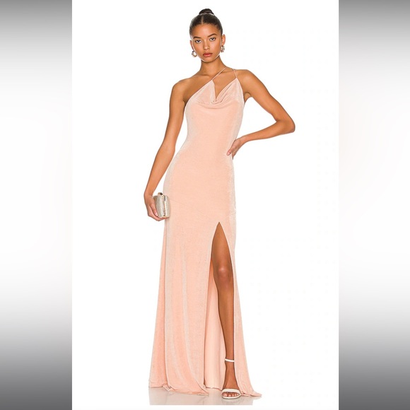 NWT MISHA COLLECTION Celestine Pink Champagne Gown Maxi Dress Size 4 Small